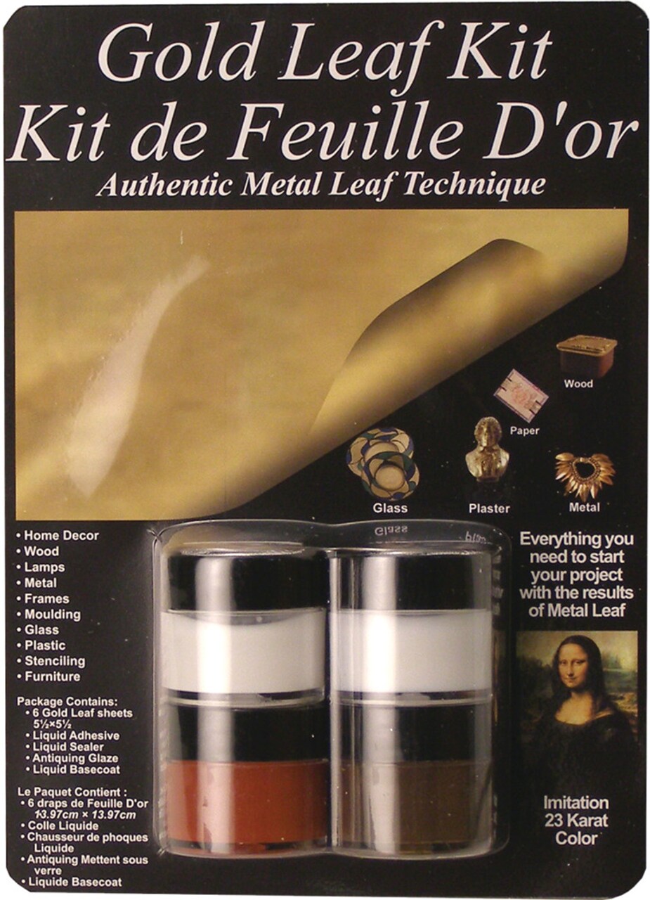 Mona Lisa Gold Leaf Starter Kit, 4-Pieces Plus Gold Leaf Sheet